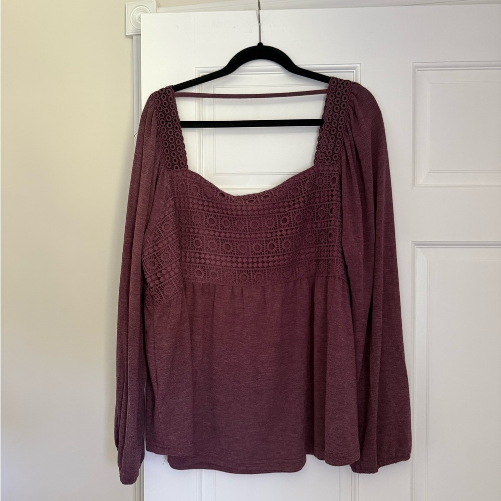 ModCloth Burgundy Lace Detail Top